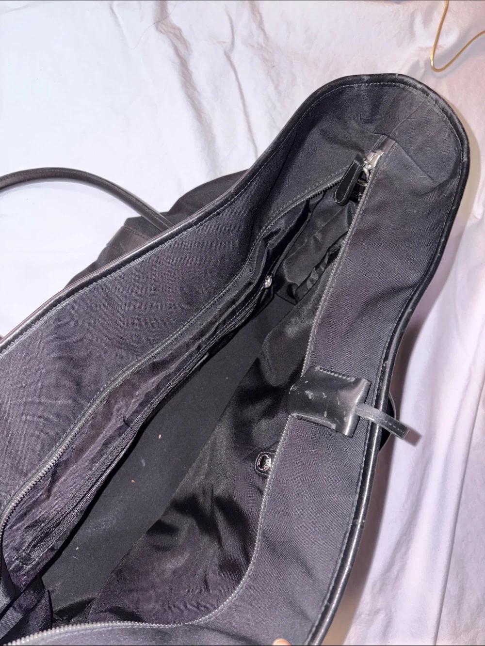 1941 Coach Black Canvas Duffel Tote with Leather Trim